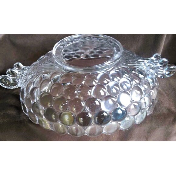 Vintage Westmoreland Thousand Eye Oval 2 Handled Bubble Glass Serving Bowl - Picture 2 of 9